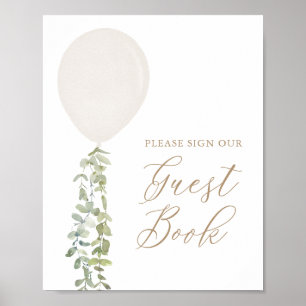 White Balloon Baby Showstar Gästebuchsignatur Poster