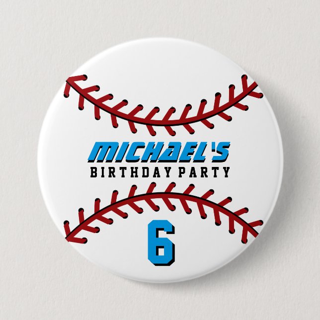 White Baseball Sports Birthday Party Button Button (Vorderseite)