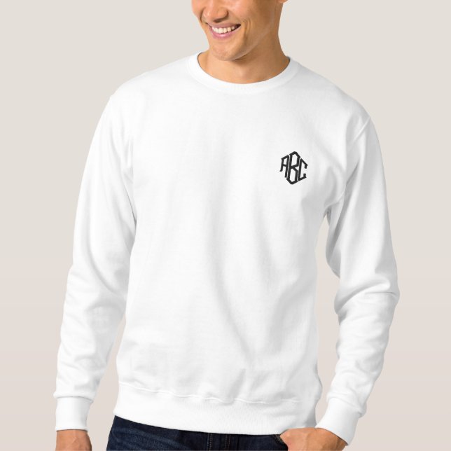 White Basic Sweatshirt bestickt mit Monogram (Vorderseite)