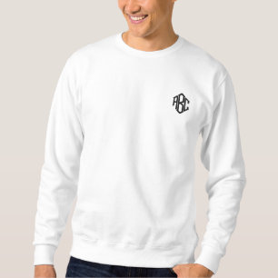 White Basic Sweatshirt bestickt mit Monogramm