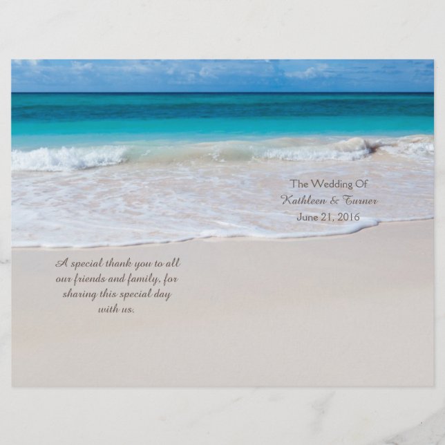 White Beach Hochzeitsprogramm (Vorderseite)