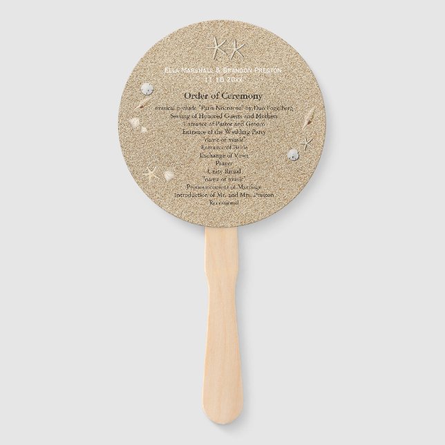 White Beach Sandy Toes Salty Kisses Wedding Progra Fächer (Vorderseite)