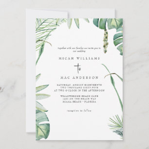 White Beach Tropics No Parters Wedding II Einladung