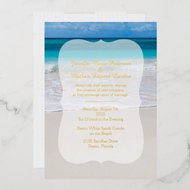 White Beach Wedding Folieneinladung (Briefumschlag)