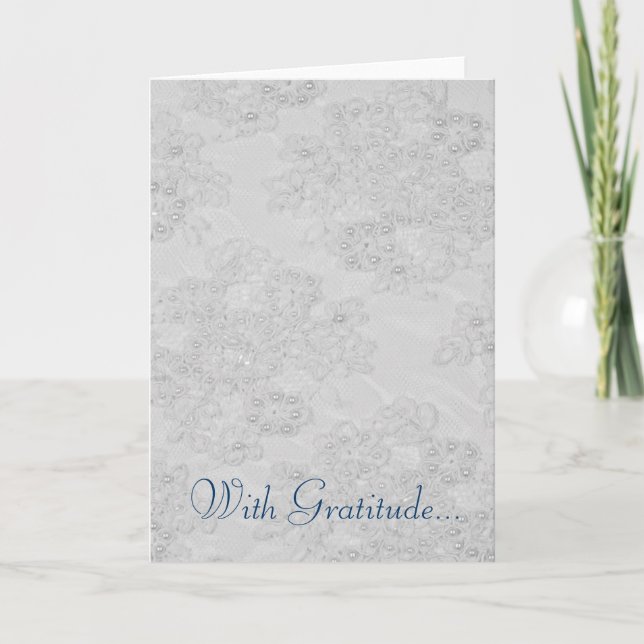 White Beaded Lace Feminine Danke Karte (Vorderseite)