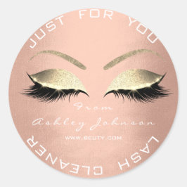 White Beauty Salon Glitzer Blush Gold Lash Cleaner Runder Aufkleber