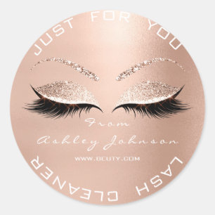 White Beauty Salon Glitzer Rose Gold Lash Cleaner Runder Aufkleber