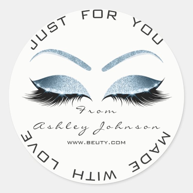 White Beauty Salon Glitzer White Blue Danke Runder Aufkleber (Vorderseite)