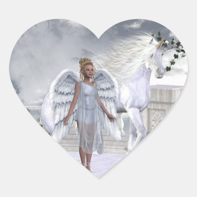 White Beauty Unicorn Angel Heart Sticker (Vorderseite)