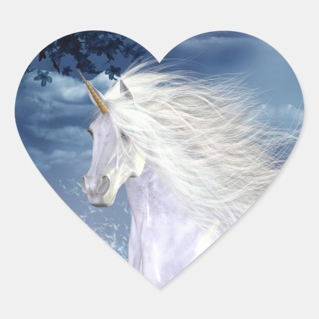 White Beauty Unicorn Heart Sticker (Vorderseite)