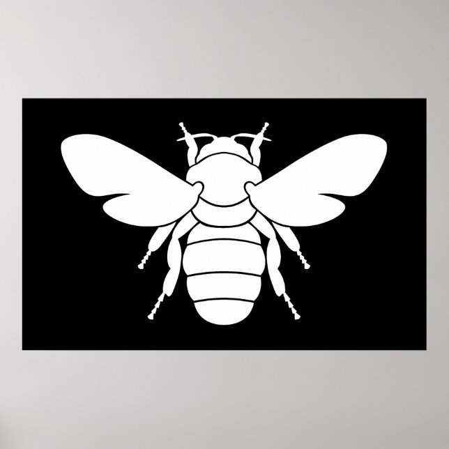 White Bee Art Print Poster (Vorne)