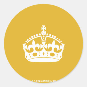 White Behalt Calm Crown auf Gold Hintergrund Runder Aufkleber