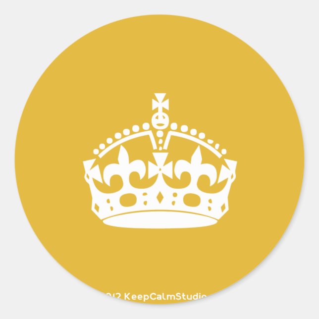 White Behielt Calm Crown auf Gold Hintergrund Runder Aufkleber (Vorderseite)