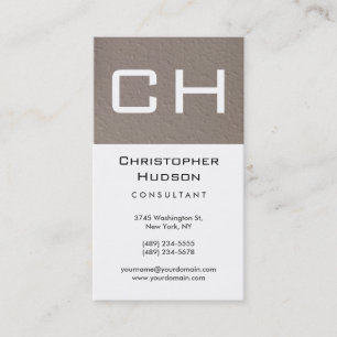 White Beige Monogram Consultant Business Card Visitenkarte