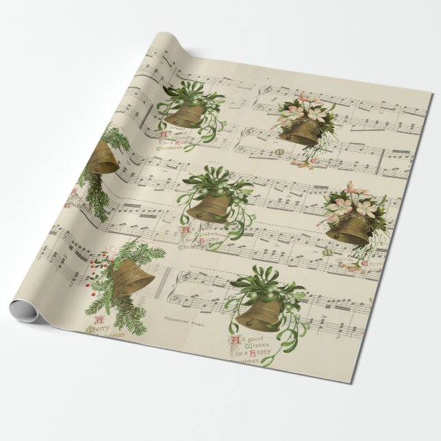 White Bell Music Wrapping Paper Geschenkpapier (Ungerollt)