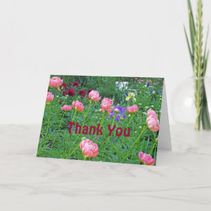 WHITE BENCH IN PEONY GARDEN/"THANK YOU" DANKESKARTE