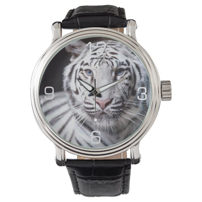 White Bengalisch Tiger Fotografy Armbanduhr (Vorderseite)