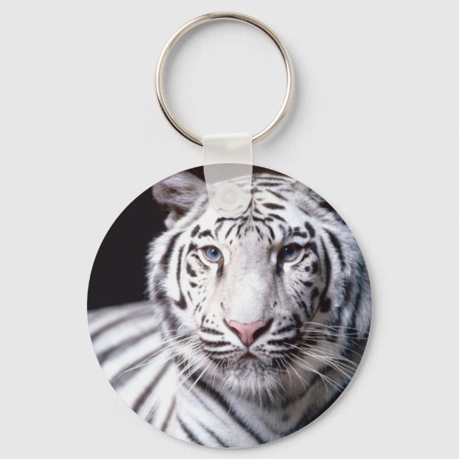 White Bengalisch Tiger Schlüsselanhänger (Vorderseite)