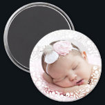 White Berry Gerahmt Baby Foto Magnet<br><div class="desc">Ein Kreis hübscher,  grafischer Blumenbeeren und Blätter umrahmt Ihr Lieblings-Foto,  um einen perfekten Sake zu kreieren oder Eltern und Großeltern zu schenken.</div>