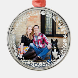 White Berry Gerahmt Custom Foto Silbernes Ornament