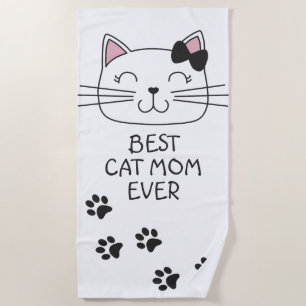 White Best Cat Mama mit niedlichem Cartoon Kätzche Strandtuch
