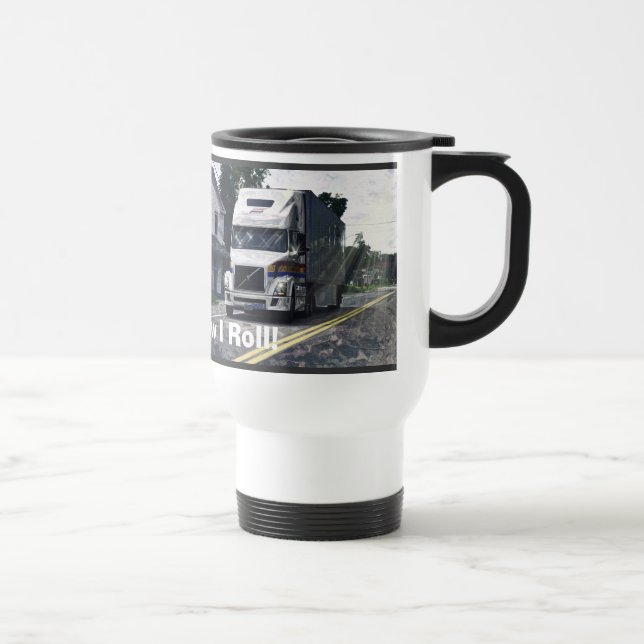WHITE BIG RIG TRUCKER'S REISE MUG REISEBECHER (Rechts)