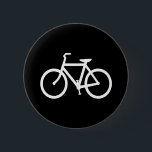 White Bike Route Button<br><div class="desc">Weißes Radsymbol auf Basis eines typischen Radwegzeichens. Ein nettes Geschenk für Fahrradfahrer. Sie können die Hintergrundfarbe von schwarz auf Ihre Lieblingsfarbe ändern.</div>