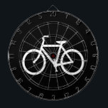 White Bike Route Dartscheibe<br><div class="desc">Weißes Radsymbol auf Basis eines typischen Radwegzeichens. Ein nettes Geschenk für Fahrradfahrer. Sie können die Hintergrundfarbe von schwarz auf Ihre Lieblingsfarbe ändern.</div>