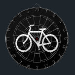 White Bike Route Dartscheibe<br><div class="desc">Weißes Radsymbol auf Basis eines typischen Radwegzeichens. Ein nettes Geschenk für Fahrradfahrer. Sie können die Hintergrundfarbe von schwarz auf Ihre Lieblingsfarbe ändern.</div>