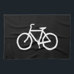 White Bike Route Geschirrtuch<br><div class="desc">Weißes Radsymbol auf Basis eines typischen Radwegzeichens. Ein nettes Geschenk für Fahrradfahrer. Sie können die Hintergrundfarbe von schwarz auf Ihre Lieblingsfarbe ändern.</div>