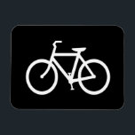 White Bike Route Magnet<br><div class="desc">Weißes Radsymbol auf Basis eines typischen Radwegzeichens. Ein nettes Geschenk für Fahrradfahrer. Sie können die Hintergrundfarbe von schwarz auf Ihre Lieblingsfarbe ändern.</div>