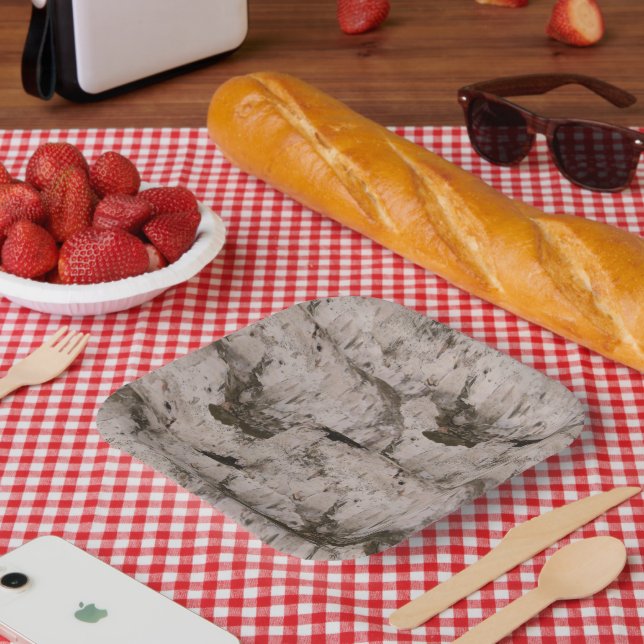 White Birch Bark Pappteller (Picknick)