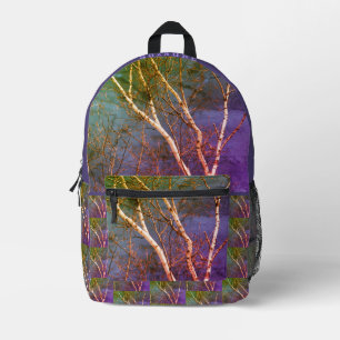 White Birch Tree Blue Sky Abstrakt Personalisiert Bedruckter Rucksack