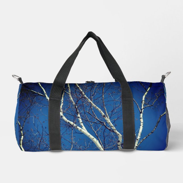 White Birch Tree Blue Sky Duffle Bag (Vorderseite)