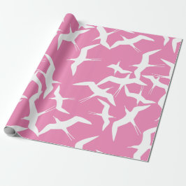 White Birds Rosa Hintergrund Sky Thema Geschenkpapier
