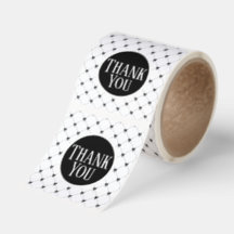 White & Black Bow Thank You Square