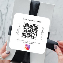 White Black Business Name qr Codeinstagramm Quadratischer Aufkleber