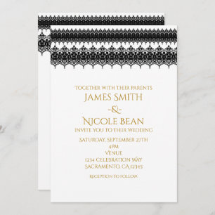 White & Black Classy Elegant Wedding Invitation