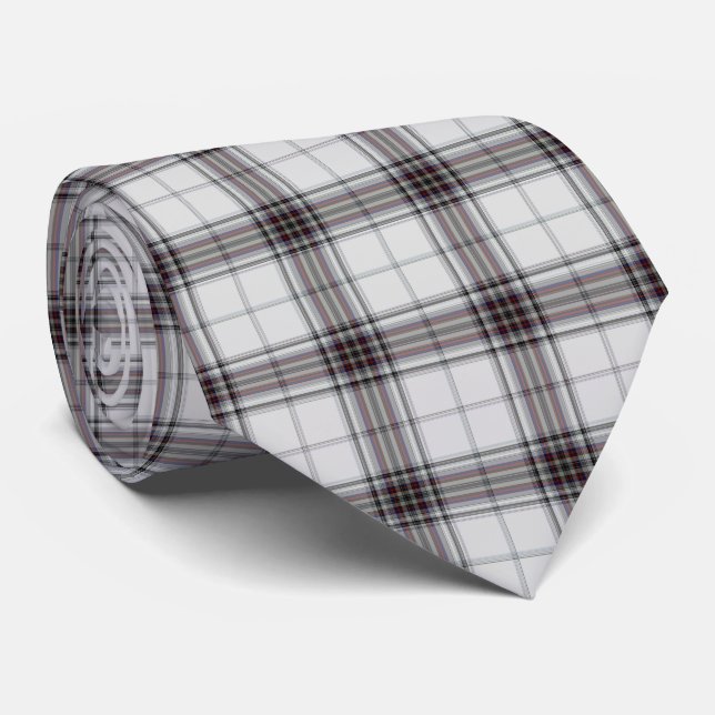 White Black Dark Red Tartan Kariert Krawatte (Gerollt)