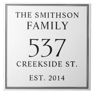 White Black Date Etablierte Address House Plaque Fliese