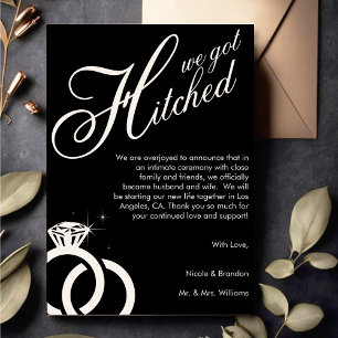 White & Black Diamond Ring Foto Hochzeit Ankündigung