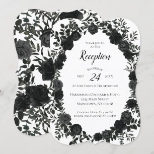 White Black Elegante Rose Gotische Hochzeitsempfeh Einladung