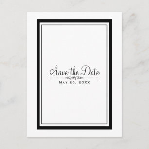 White & Black Elegante schicke Hochzeit speichern  Ankündigungspostkarte