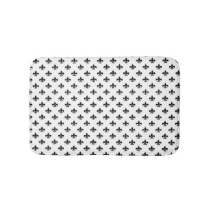 White Black Fleur De Lis Delicate Mardi Gras Badematte