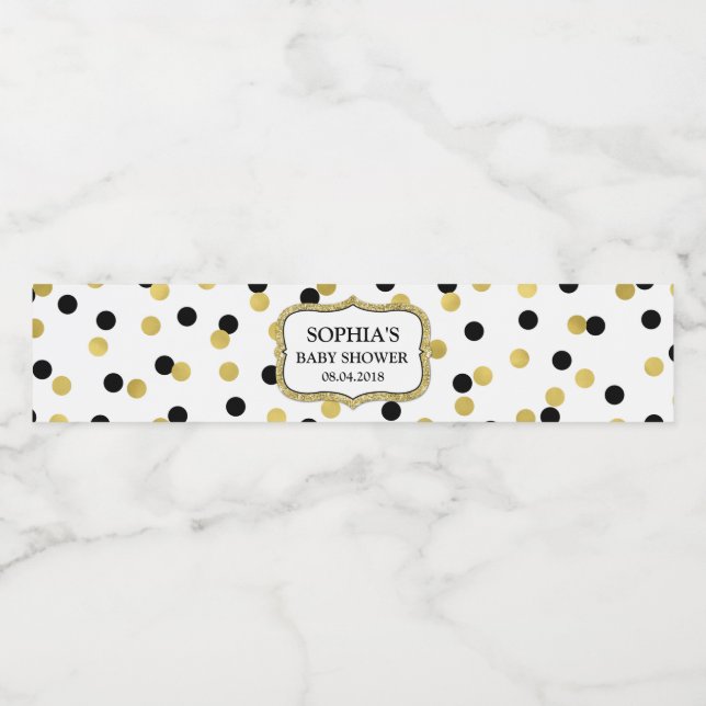 White Black Gold Confetti Baby Dusche (Einzelnes Label)