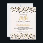 White Black Gold Confetti Glitter 18th Birthday Einladung<br><div class="desc">Elegant black and gold confetti glitter on white 18th birthday party invitation for women.</div>