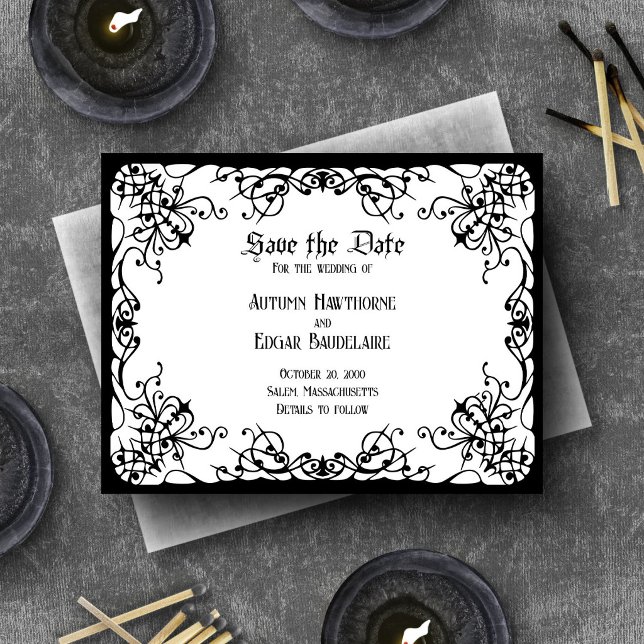 White Black Gothic Wedding Save The Date (Von Creator hochgeladen)