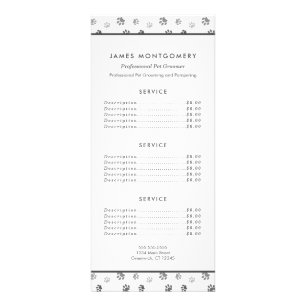 White Black Gray Paw druckt Pet Care Services Werbekarte