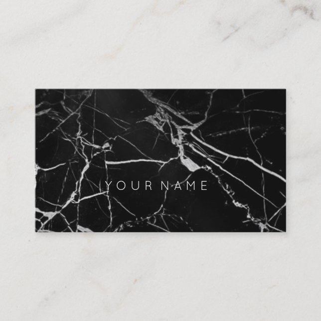 White Black Grungy Marble Vip Business Card Visitenkarte (Vorderseite)
