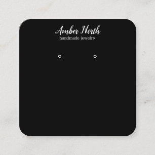 WHITE BLACK Hand Schriftliche Kalligraphie Ohrring Quadratische Visitenkarte